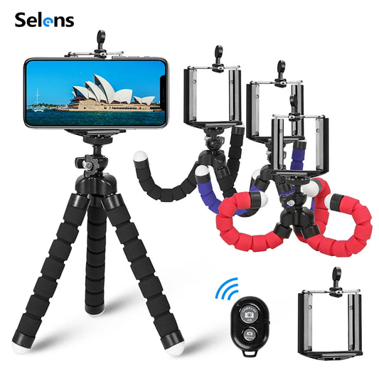 Selens Tripod Flexible Sponge Octopus Mini Phone Holder Clip Stand Optional Bluetooth Remote Controller For IPhone Xiaomi Huawei