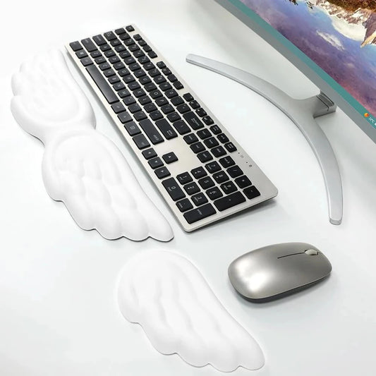 Keyboard Mouse Wrist Rest Pad Material Angel Wing Memory Foam Anti-Slip Desktop Office Gamer Mouse Mechanical Key Wrist Rest Pad