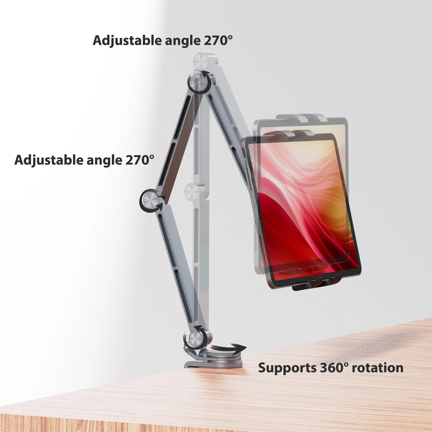 Kimdoole Tablet Desktop Cantilever Bracket Supports Table Mobile Phones Portable monitor Adjustable Rotating Tablet Clip Bracket