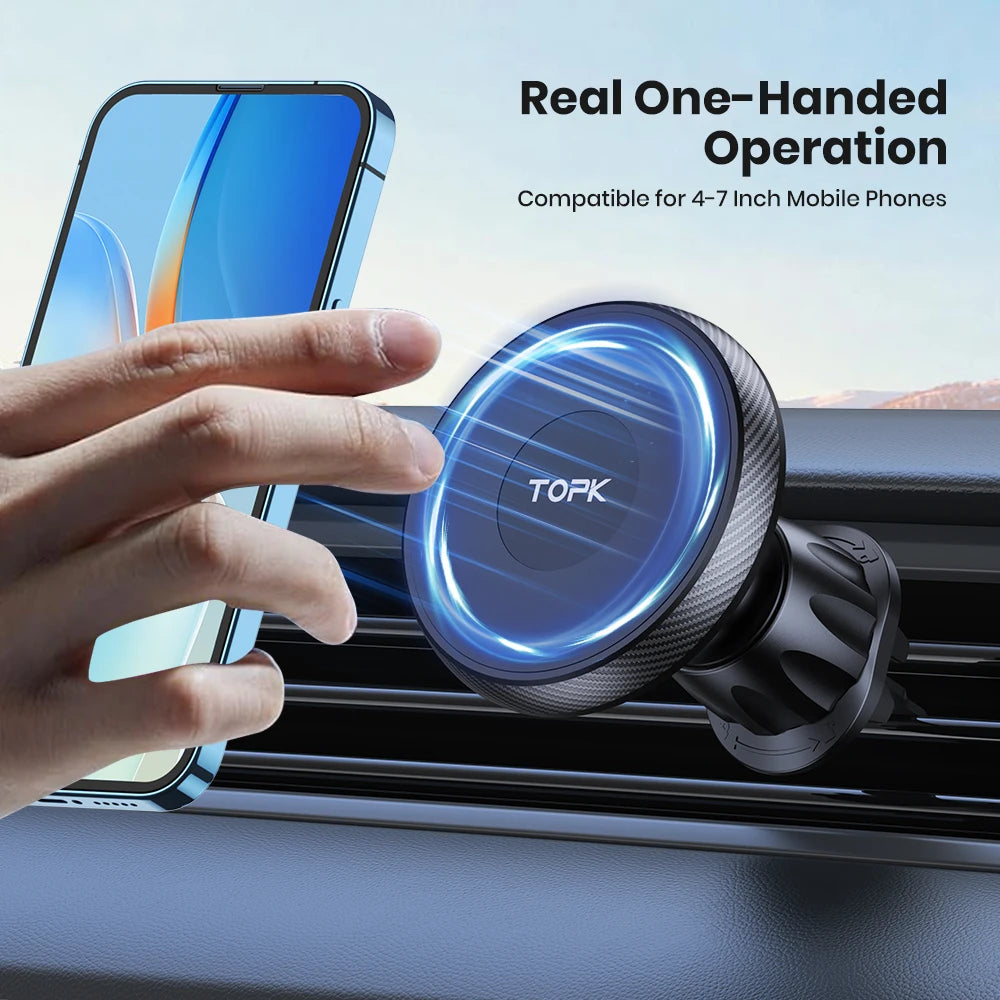 TOPK Mag-Safe Magnetic Phone Holder Car Air Vent Car Phone Holder with Strongest Magnet Car Cradle for iPhone 15/14/13/12 Series