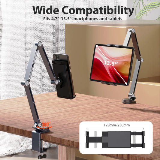 Kimdoole Tablet Desktop Cantilever Bracket Supports Table Mobile Phones Portable monitor Adjustable Rotating Tablet Clip Bracket