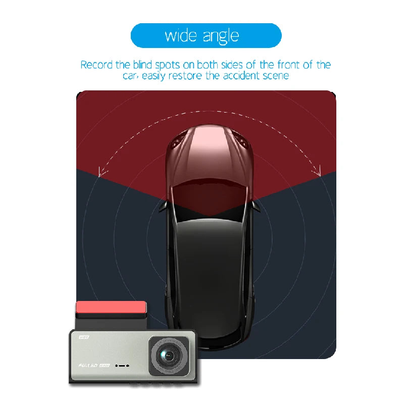 Dash Camera For Cars HD 1080P Video Recorder 3 Channels Front Inside Rear View Camera Night Vision Loop Recording Black Box