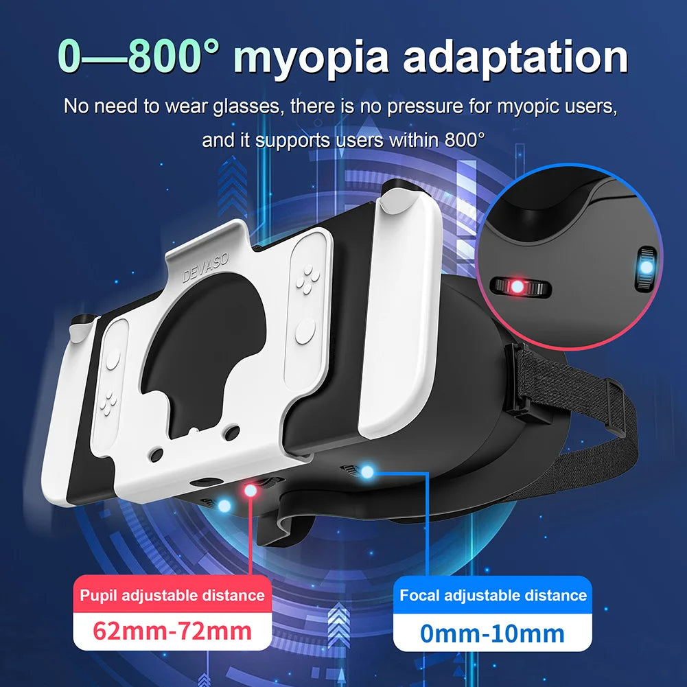 VR Headset VR Goggles Headset Ergonomic 3D VR Virtual Reality Glasses Immersive Experience Adjustable for Nintendo Switch OLED