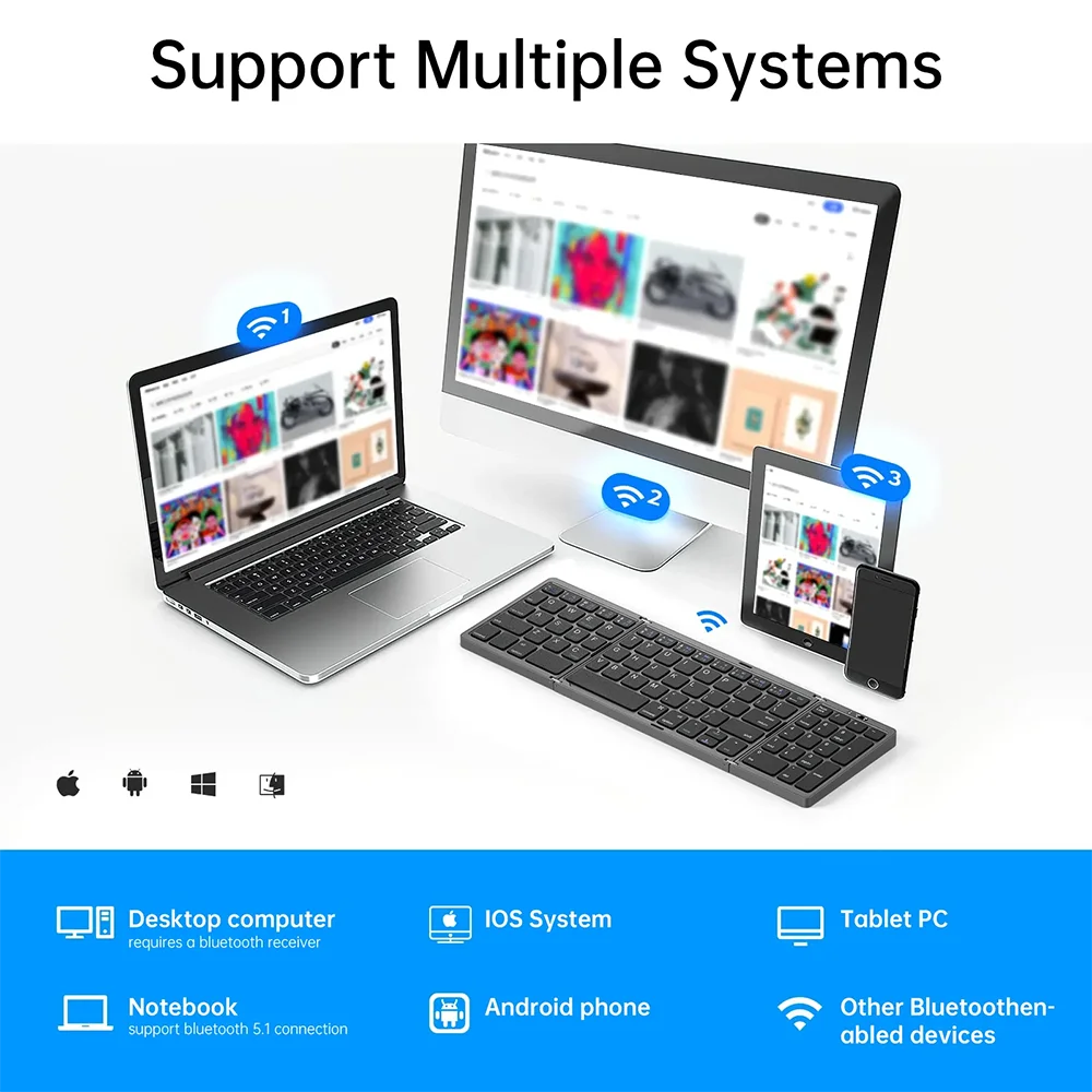 Beyour Folding Bluetooth Wireless Keyboard Foldable Numeric Keypad Number Pad for Windows Android ios mac B089 Portable Keyboard