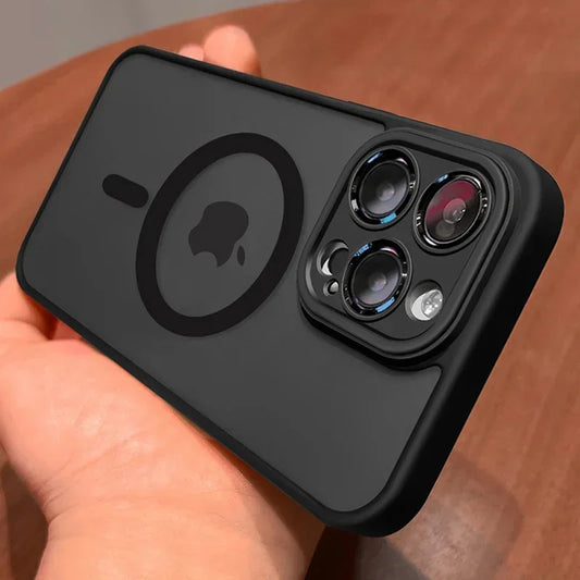 Luxury Armor Magnetic Matte Translucent Case For iPhone 17 16 15 14 Plus 13 12 11 Pro Max Case For Magsafe Wireless Charge Cover