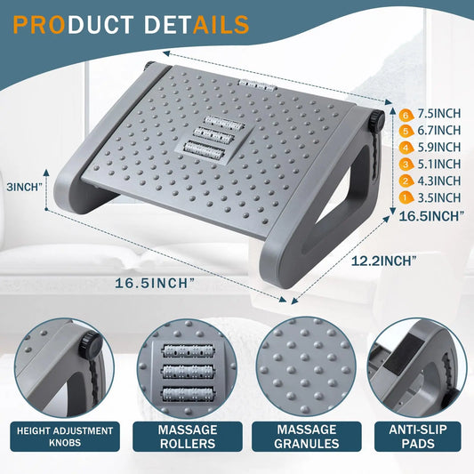 Foot Rest for Under Desk at Work,Adjustable Height Foot Rest Portable Under Desk Foot Stool for Home,Office